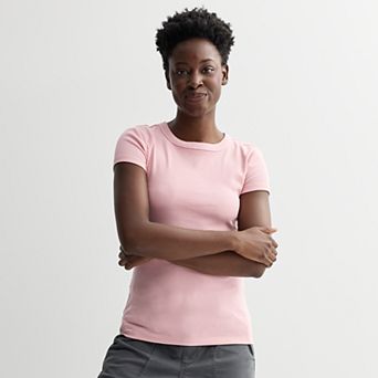 Petite Sonoma Goods For Life® Rib Crewneck Short Sleeve Tee