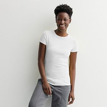 Petite Sonoma Goods For Life® Rib Crewneck Short Sleeve Tee