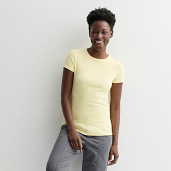 Petite Sonoma Goods For Life® Rib Crewneck Short Sleeve Tee