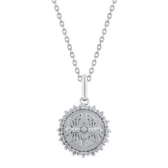 Royal Aura Sterling Silver 1/4 Carat T.W. Diamond Medallion Mirror Butterfly Pendant Necklace