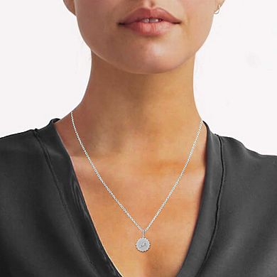Royal Aura Sterling Silver 1/4 Carat T.W. Diamond Medallion Cat Pendant Necklace