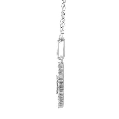 Royal Aura Sterling Silver 1/4 Carat T.W. Diamond Medallion Cat Pendant Necklace