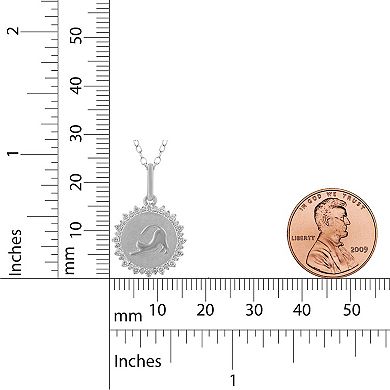 Royal Aura Sterling Silver 1/4 Carat T.W. Diamond Medallion Cat Pendant Necklace
