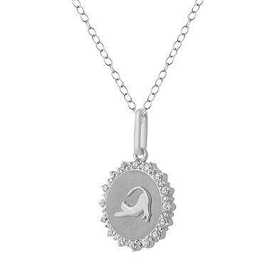 Royal Aura Sterling Silver 1/4 Carat T.W. Diamond Medallion Cat Pendant Necklace
