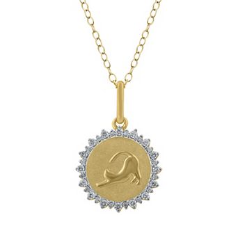 Royal Aura Sterling Silver 1/4 Carat T.W. Diamond Medallion Cat Pendant Necklace