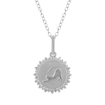Royal Aura Sterling Silver 1/4 Carat T.W. Diamond Medallion Cat Pendant Necklace