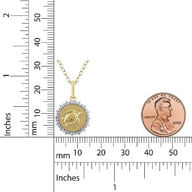 Royal Aura Sterling Silver 1/4 Carat T.W. Diamond Medallion Turtle Pendant Necklace