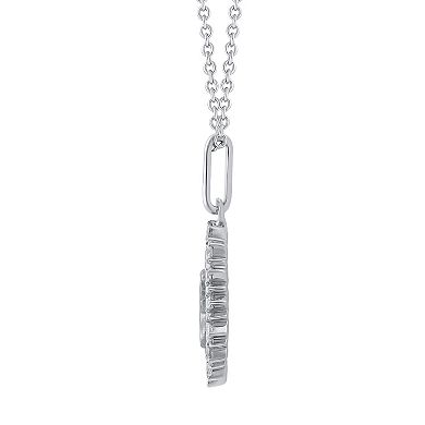 Royal Aura Sterling Silver 1/4 Carat T.W. Diamond Medallion Dove Pendant Necklace