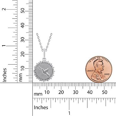 Royal Aura Sterling Silver 1/4 Carat T.W. Diamond Medallion Dove Pendant Necklace