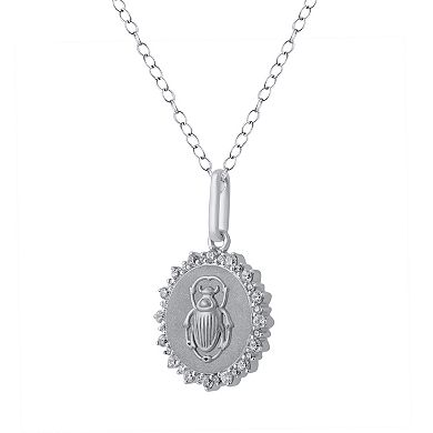 Royal Aura Sterling Silver 1/4 Carat T.W. Diamond Medallion Scarab Pendant Necklace