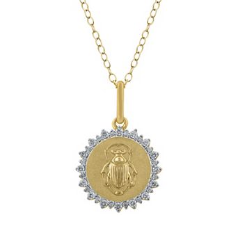 Royal Aura Sterling Silver 1/4 Carat T.W. Diamond Medallion Scarab Pendant Necklace