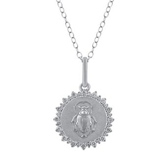 Royal Aura Sterling Silver 1/4 Carat T.W. Diamond Medallion Scarab Pendant Necklace