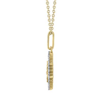 Royal Aura Sterling Silver 1/4 Carat T.W. Diamond Medallion Dragonfly Pendant Necklace