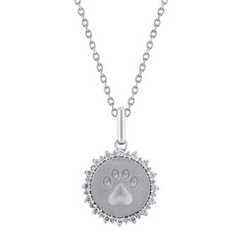 Royal Aura Sterling Silver 1/4 Carat T.W. Diamond Medalion Paw Pendant Necklace