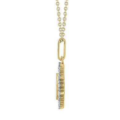 Royal Aura Sterling Silver 1/4 Carat T.W. Diamond Medallion Ribbon Pendant Necklace