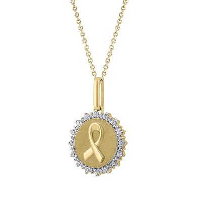 Royal Aura Sterling Silver 1/4 Carat T.W. Diamond Medallion Ribbon Pendant Necklace