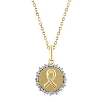 Royal Aura Sterling Silver 1/4 Carat T.W. Diamond Medallion Ribbon Pendant Necklace