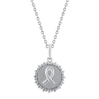 Royal Aura Sterling Silver 1/4 Carat T.W. Diamond Medallion Ribbon Pendant Necklace
