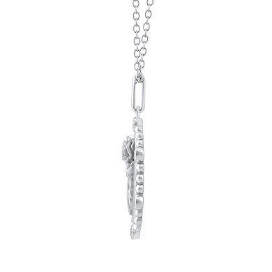 Royal Aura 1/10 Carat T.W. Birth Flower June Rose Pendant Necklace