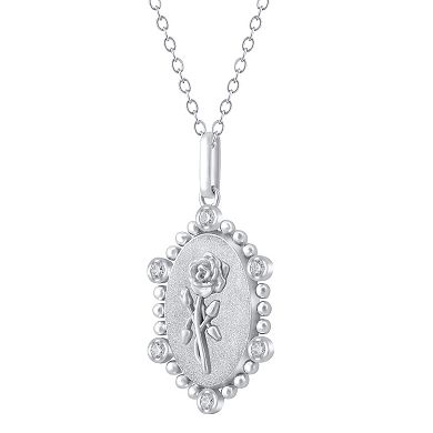 Royal Aura 1/10 Carat T.W. Birth Flower June Rose Pendant Necklace