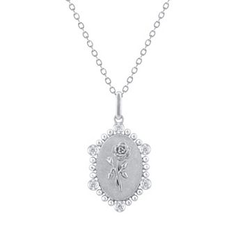 Royal Aura 1/10 Carat T.W. Birth Flower June Rose Pendant Necklace
