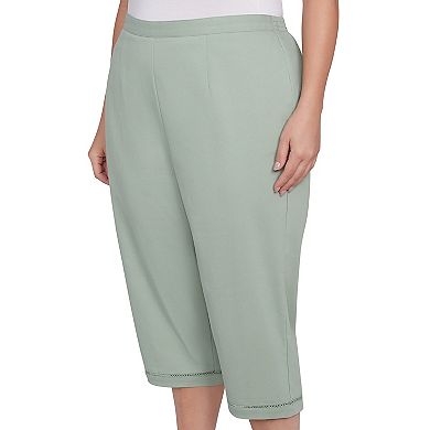 Plus Size Alfred Dunner Relaxed Crochet Hem Capri Pants