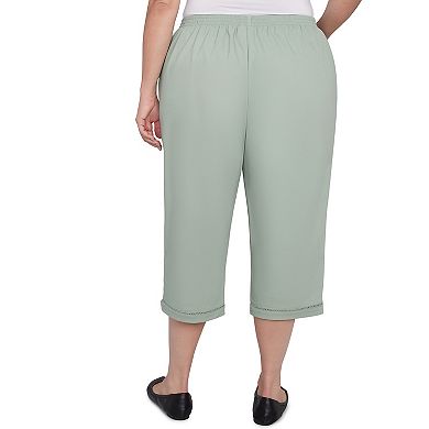 Plus Size Alfred Dunner Relaxed Crochet Hem Capri Pants