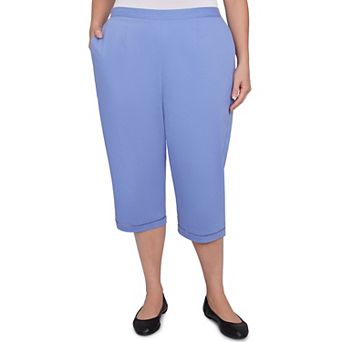 Plus Size Alfred Dunner Relaxed Crochet Hem Capri Pants