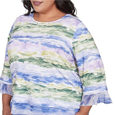 Plus Size Alfred Dunner Watercolor Biadere Striped Top