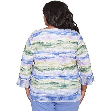 Plus Size Alfred Dunner Watercolor Biadere Striped Top