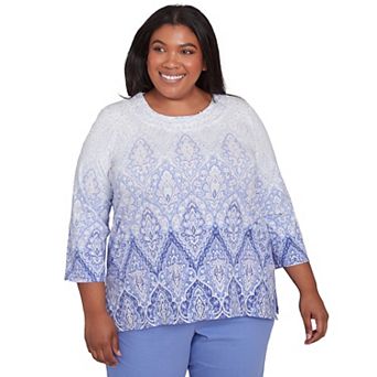 Plus Size Alfred Dunner Ombre Medallion Printed Top