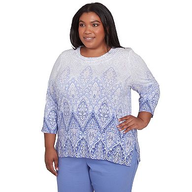 Plus Size Alfred Dunner Ombre Medallion Printed Top