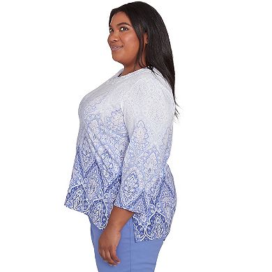 Plus Size Alfred Dunner Ombre Medallion Printed Top