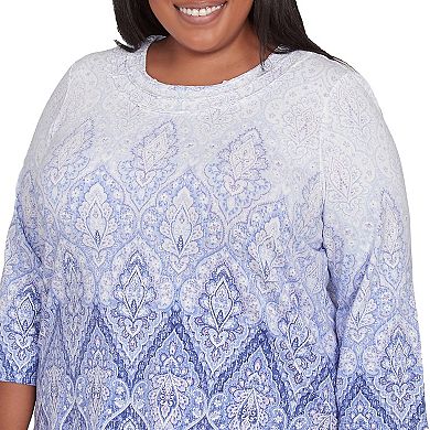 Plus Size Alfred Dunner Ombre Medallion Printed Top