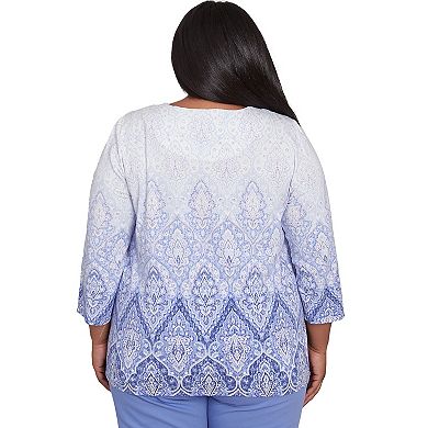 Plus Size Alfred Dunner Ombre Medallion Printed Top