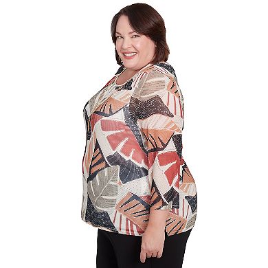 Plus Size Alfred Dunner Tropical Mesh Top with Necklace