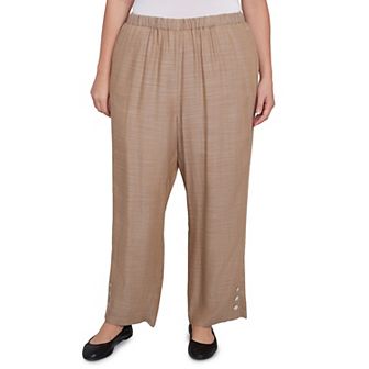 Plus Size Alfred Dunner Relaxed Button Detail Ankle Pants