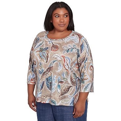 Plus Size Alfred Dunner Twisted Crewneck Paisley Top