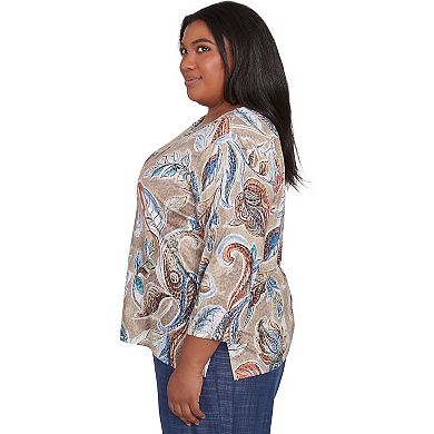 Plus Size Alfred Dunner Twisted Crewneck Paisley Top
