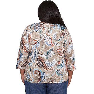Plus Size Alfred Dunner Twisted Crewneck Paisley Top