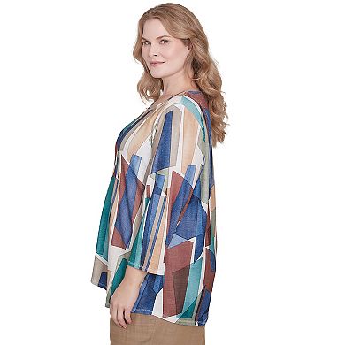 Plus Size Alfred Dunner Abstract Stained Glass Crewneck Top