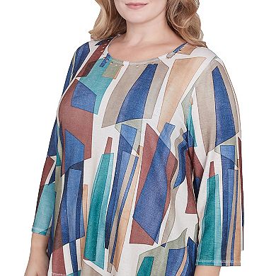 Plus Size Alfred Dunner Abstract Stained Glass Crewneck Top