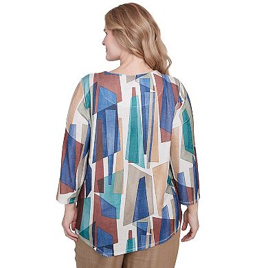 Plus Size Alfred Dunner Abstract Stained Glass Crewneck Top