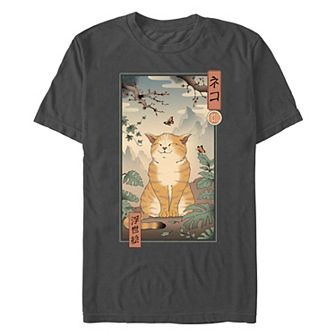 Men's Edo Style Kitty Portrait Graphic Tee