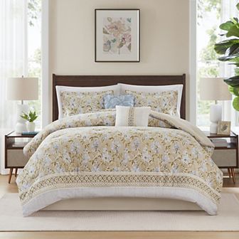 Madison Park Sadie Floral 6 pc Comforter Set with Coordinating Throw Pillows