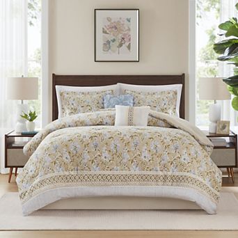 Madison Park Sadie Floral 6 pc Comforter Set with Coordinating Throw Pillows
