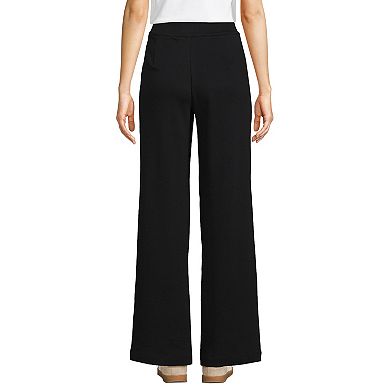 Petite Lands' End Sport Knit High Rise Pleated Wide Leg Pants