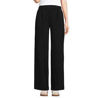 Petite Lands' End Sport Knit High Rise Pleated Wide Leg Pants