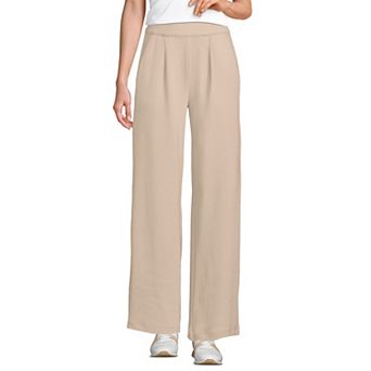 Petite Lands' End Sport Knit High Rise Pleated Wide Leg Pants