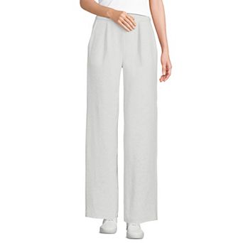 Petite Lands' End Sport Knit High Rise Pleated Wide Leg Pants